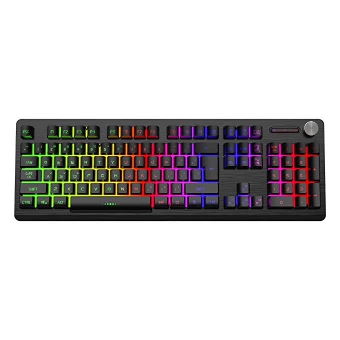 Redgear MT02 Keyboard with LED Modes, Floating Keycaps,  Windows Key Lock, Floating & Double Injected Keycaps, Double Injected Keycaps, Control Knob and Ergonomic Design(Black)