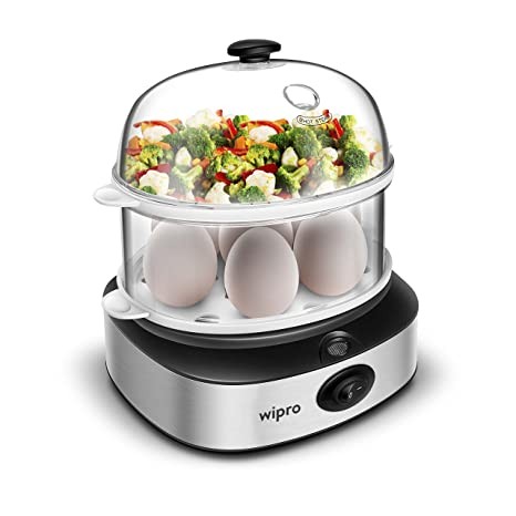 Wipro Vesta 360 Watts 4 in 1 Multicooker Egg Boiler|Concurrent Cooking|Boils up to 14 Eggs at a time |Steam Rice, Poach Eggs, Cook Vegetable & Boil Egg|3 Boiling Modes|1 Year Product Warranty