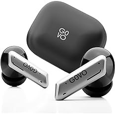 GOVO GoBuds 577 Wireless Aluminum finish Earbuds: with 52H Playtime, Quad Mic ENC, Rapid Charge (5 mins=120 mins playtime), Low Latency Mode,13mm Drivers, BTv5.3, Smart Touch Controls (Metallic Night)