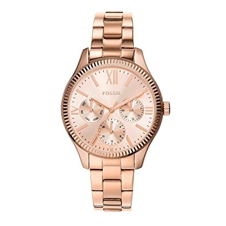 Fossil Rye Analog Rose Gold Dial Women's Watch-BQ3691, Water Resistant, Measures seconds