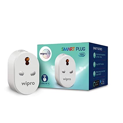 Wipro 16A Wi-Fi Smart Plug with Energy Monitoring- Suitable for Large Appliances like Geysers, Microwave Ovens, Air Conditioners (Works with Alexa and Google Assistant)- White