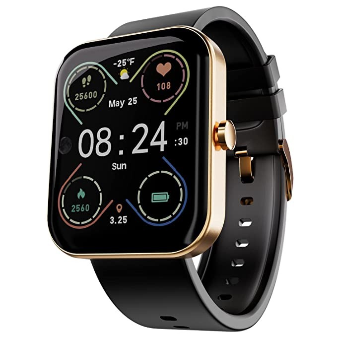 Fire-Boltt Neptune Smartwatch 1.69" Full Touch HD Display with 240 * 280 High Res, 5ATM Water Resistance, 118 Sports Modes with Fast Charging, SpO2 Monitoring, Games (Gold-Black)