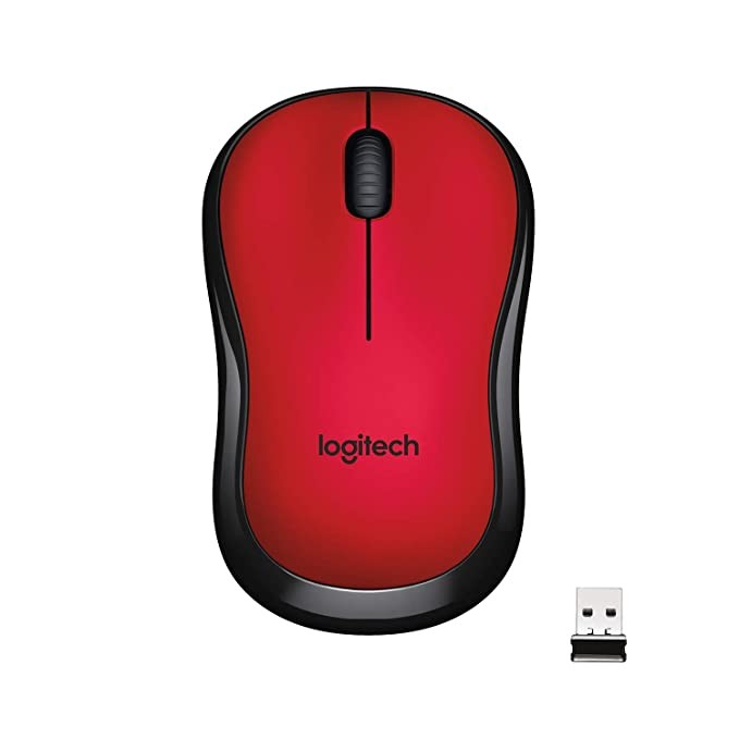 Logitech M221 Wireless Mouse, Silent Buttons, 2.4 GHz with USB Mini Receiver, 1000 DPI Optical Tracking, 18-Month Battery Life, Ambidextrous PC/Mac/Laptop - Red