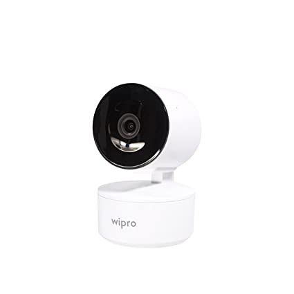 Wipro Smart Wireless Security Camera | 3 MP 1296p Full HD | AI Powered Motion Detection | Infrared Night Vision | 360° Panorama | Two-Way Communication | White | Local Recording, Night Vision, Motion 