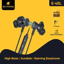 My Power Bass Full Earphone E-40L | Extra Bass| Passive Noise-Cancellation|