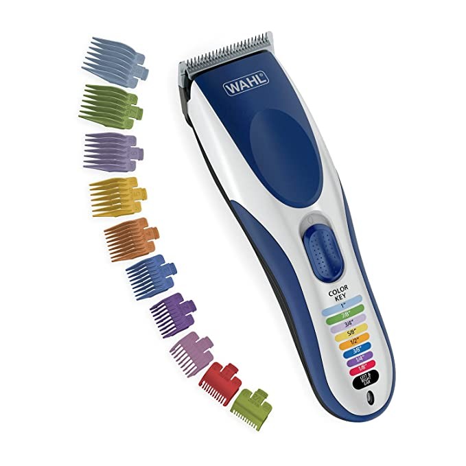 Wahl Clipper Color Pro Cordless Rechargeable Hair Clippers,  Corded Electric,Hair Trimmer, 21 pieces Hair Cutting Kit, Color Coded Guide Combs for Men, Kids and Babies (White) for men