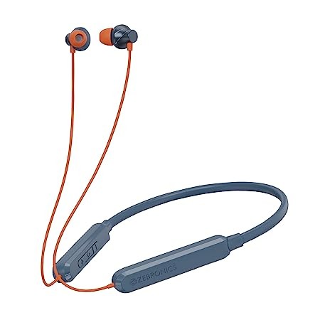 ZEBRONICS Jumbo LITE with 70 Hours Backup, Bluetooth v5.2 Wireless in Ear Neckband, Fast Charging, ENC Calling, Gaming Mode (Upto 50ms), Voice Assistant, Dual Pairing, Splash Proof, and Type C (Navy)