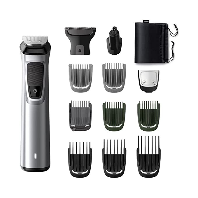Philips Multi Grooming Kit MG7715/65, 13-in-1 (New Model), Face, Head and Body - All-in-one Trimmer. Power adapt technology for precise trimming, 120 Mins Run Time with Quick Charge