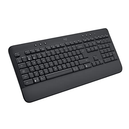 Logitech Signature K650 Wireless Keyboard with Wrist Rest, Full-Size, BLE Bluetooth or Logi Bolt USB Receiver, Comfort Deep-Cushioned Keys, Numpad, Compatible with Most OS/PC/Windows/Mac-Black