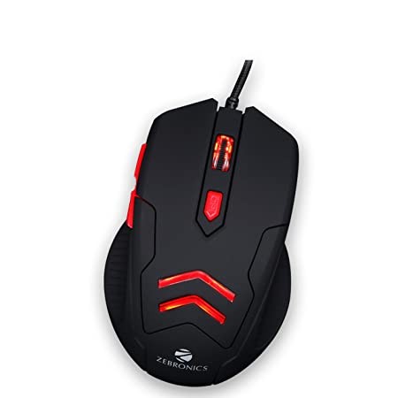 Zebronics Zeb Feather - Premium USB Gaming Mouse with 6 Buttons, Upto 3200 DPI and Anti Slip Mouse Pad