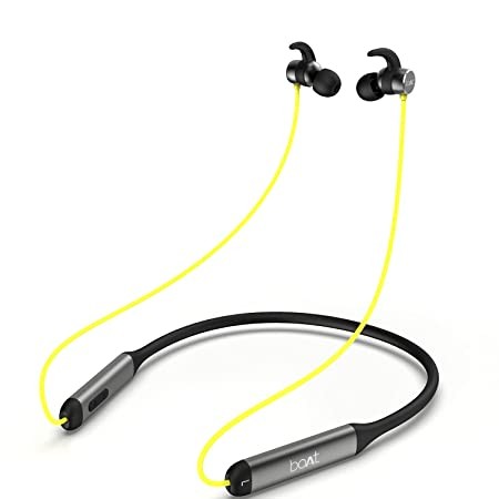 boAt Rockerz 330 Bluetooth Wireless in Ear Earphones with mic, Upto 30 Hours Playtime, ASAP Charge, Signature Sound, Dual Pairing & IPX5(Blazing Yellow)