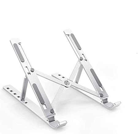 STRIFF Laptop Stand for Desk, Ergonomic Computer Stand Laptop Riser, Phone and Tablet Stand for Desk, Portable Laptop Elevator Holder Compatible with MacBook, Laptop,Tablet (Silver)
