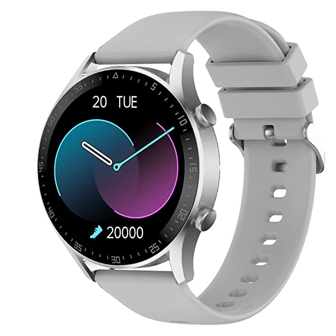 Fire-Boltt India's No 1 Smartwatch Brand Talk 2 Bluetooth Calling Smartwatch with Dual Button, Hands On Voice Assistance, 120 Sports Modes, in Built Mic & Speaker with IP68 Rating (Silver Grey)
