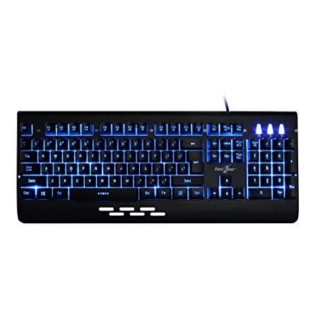 Redgear Blaze Semi-Mechanical wired Gaming keyboard with 3 colour backlit, full aluminium body & Windows key lock for PC ( Black ), For Gaming, Semi-Mechanical