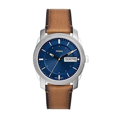 Fossil Machine Analog Blue Dial Men's Stainless steel Watch-FS5920, Leather band, Water Resistant