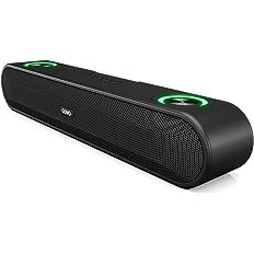 GOVO Gosurround 220 16W Bluetooth Sound Bar, 2000 Mah Battery, 2.0 Channel with 52Mm Drivers, Multicolor Led Lights with TWS, Aux, Bluetooth and USB (Platinum Black), Soundbar
