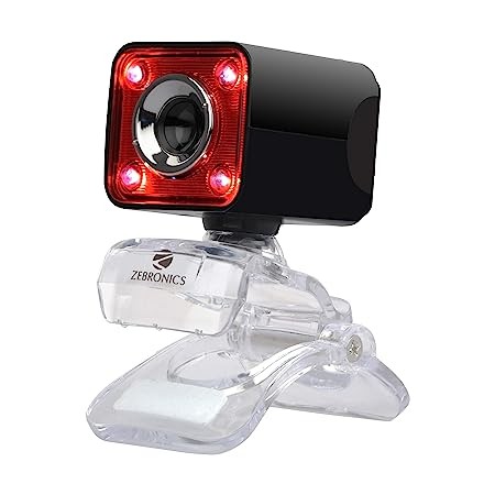 Zebronics Zeb-Crystal Pro Web Camera with USB Powered,3P Lens,Night Vision and Built-in Mic(RED)