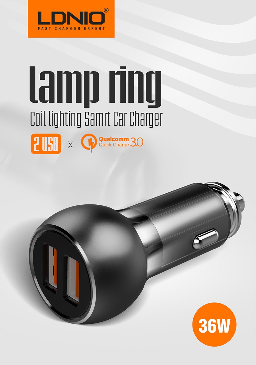 1 year Warranty LDNIO C503Q QC3.0 Fast Charge Dual USB Port Car Charger