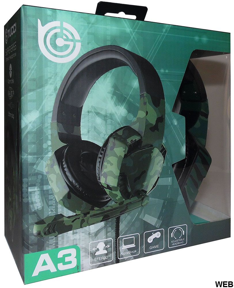 Tucci A3-dark green camouflage Gaming headphones with microphone