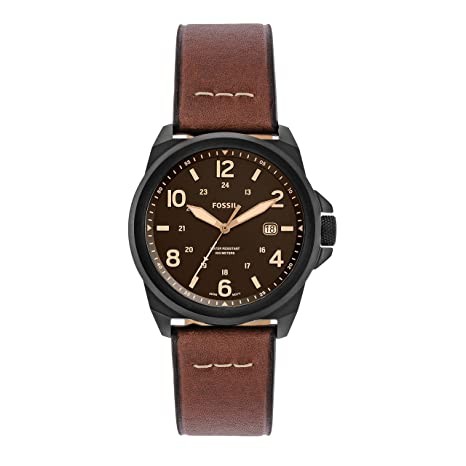 Fossil Bronson Analog Men's Stainless steel Watch FS5938 (Brown Dial Brown Colored Strap) with leather band