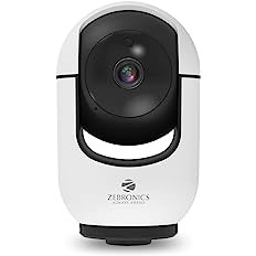 ZEBRONICS Smart Cam 105 WiFi 355 Degree PTZ Camera with Video Monitoring, Night Vision, Motion Tracking, 2MP 1080p, App Access, 2 Way Audio, Ceiling Mount, MicroSD Card & Cloud Storage Support
