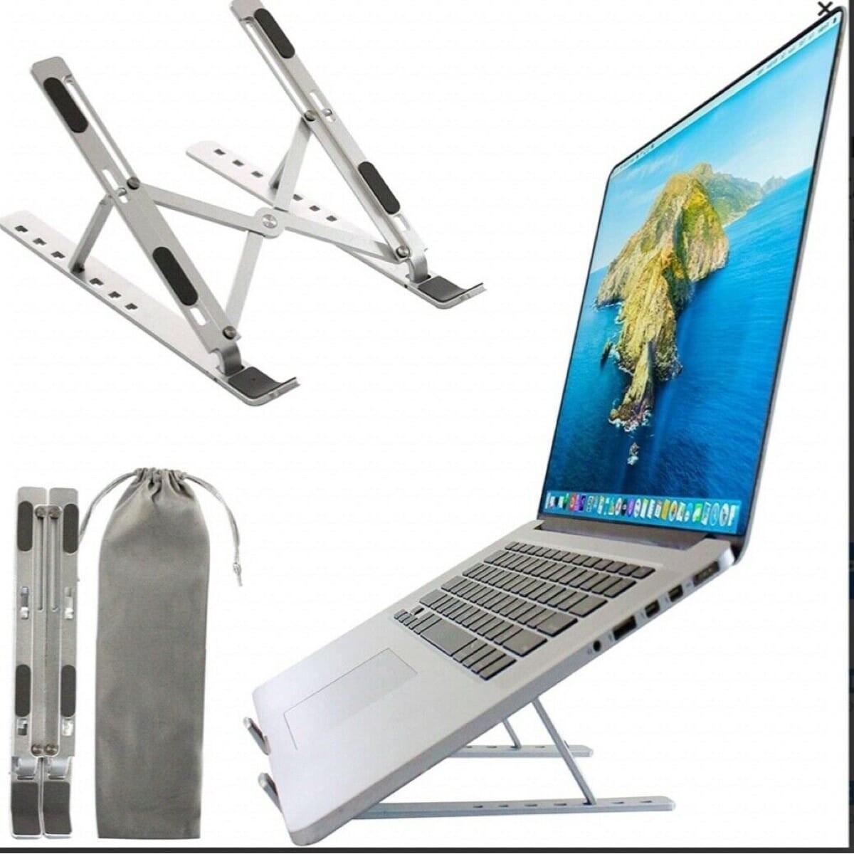 Aluminum Alloy 7-Level Adjustable Laptop Stand for 10 to 17 Inches Mackbook/Laptops