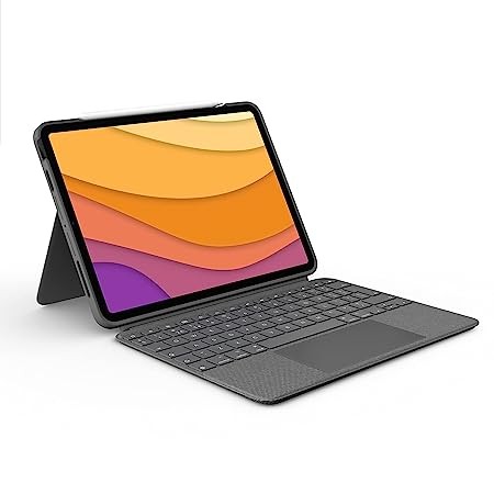 Logitech Combo Touch iPad Air (4th and 5th Gen) Keyboard Case - Detachable Backlit Keyboard with Kickstand, Click-Anywhere Trackpad, Smart Connector - Grey, QWERTY UK Layout, Medium