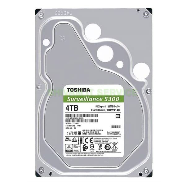 EVteQ Toshiba S300 Surveillance Internal Hard Drive for Home or Small Office Surveillance with up to 64 Cameras Support 4 TB HD