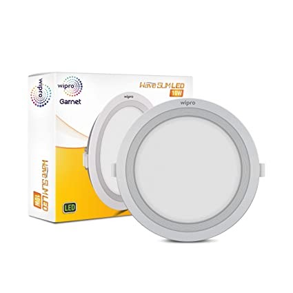 wipro Garnet 10W Round LED Wave Panel | Neutral White Light (4000K) | Ultra-Slim Design | Recessed Down Light for False Ceiling | Cutout - 125mm | Pack of 1