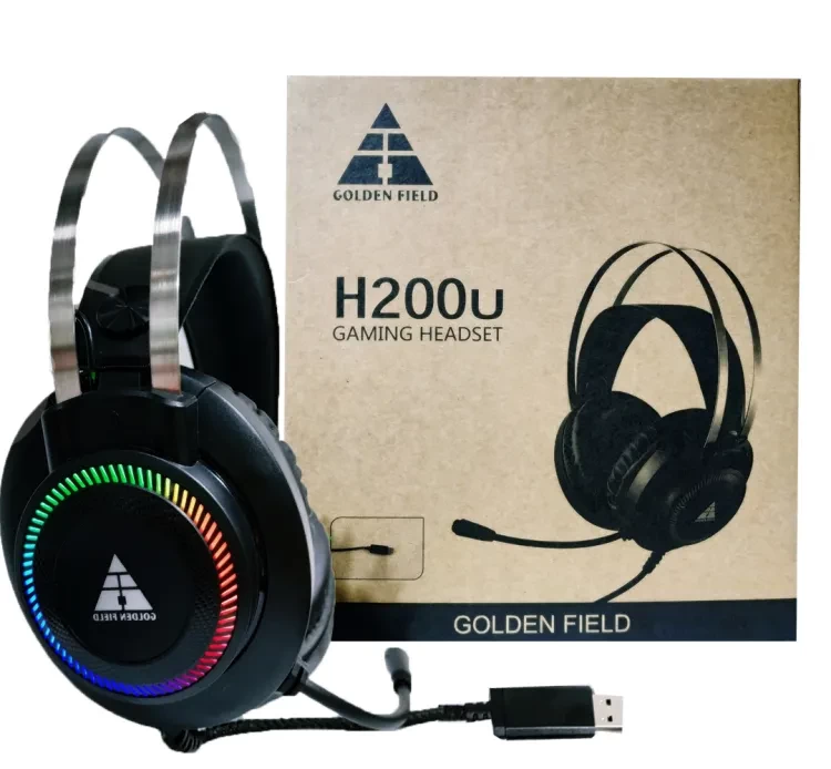 Golden Field Gaming Headset H200 (Wired | HD Quality Audio | Microphone | RGB Light | 3.5mm & USB Jack)