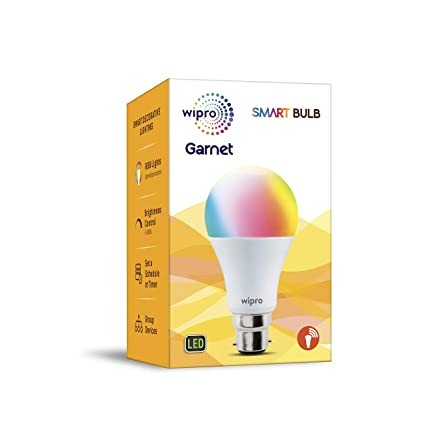 Wipro 9W B22D Easy Set Up Wifi Smart LED Bulb, Compatible with Amazon Alexa and Google Assistant (16M Colours, White tunable + Dimmable with Music Sync function), ‎Polycarbonate (PC)